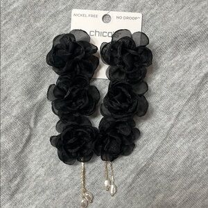 Chico's Black Rose Drop Earrings